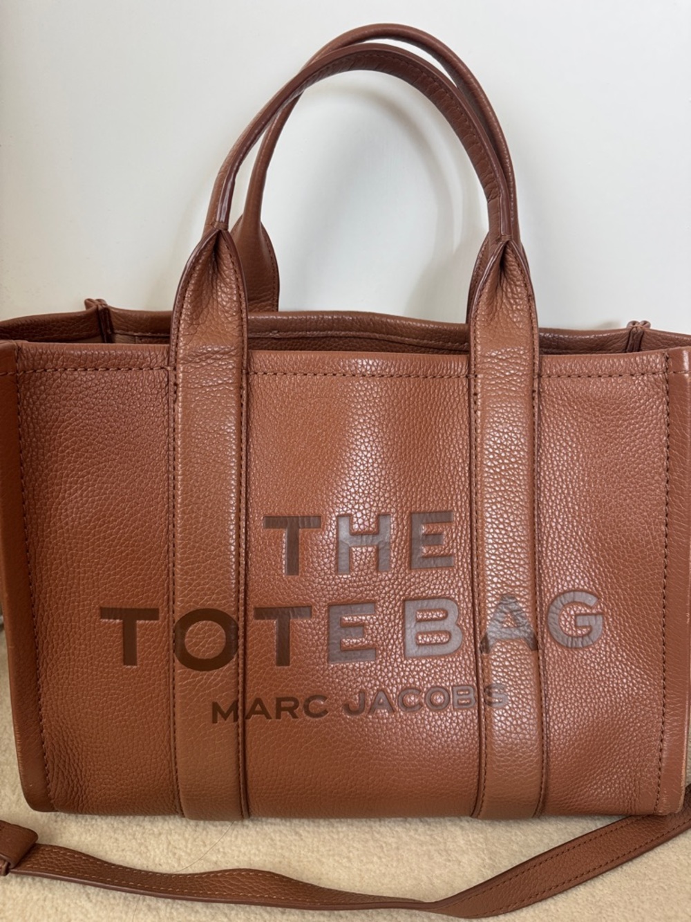 Marc Jacobs Cognax Pebbled Leather Tote Bag